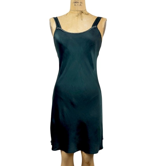 Valerie Stevens Dresses & Skirts - Vintage 90s Valarie Stevens Silk Slip Dress Forest Green Bias Cut Midi Size S
